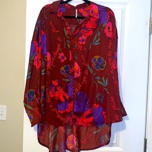 Free People burgundy multi top/blouse size M